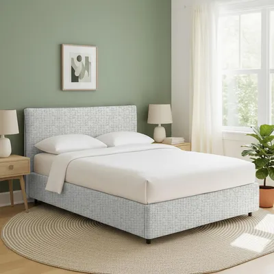 Immagine prodotto di Dmora Letto Singolo Louth 109x213 cm Marrone Chiaro, Sfoderabile Contenitore  Italy