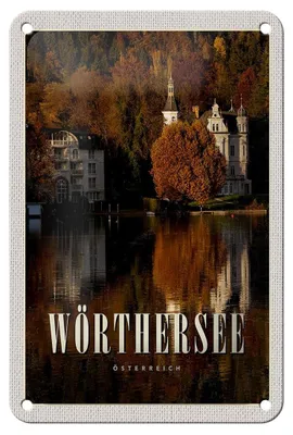 Produktbild von Blechschild Reise 12x18cm Wörthersee Europa Schloss Natur Urlaub Schild