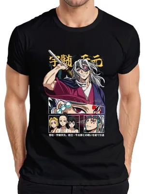 Obrázok produktu pre Kimetsu no Yaiba Tengen Uzui Sound Hashira Gift Pánske tričko, čierna farba, XL
