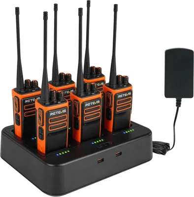 Produktbild von Retevis C66 Funkgeräte, Walkie Talkie mit 6 Wege Ladegerät, 100 Minuten Schnellladefunktion, Notfallalarm, CTCSS/DCS, Robuste, für Hotel Sicherheit