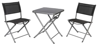 Produktbild von LIVARNO home Balkonset Houston Alu Gartenmöbel 3-tlg. Silber Grau Klappbar