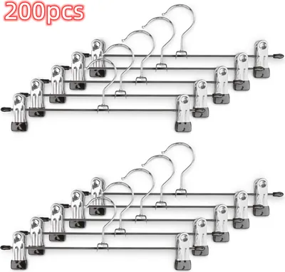 Produktbild von 200 Stück Kleiderbügel Clip,Klammerbügel Metall,Anti-Rutsch Hosenbügel Metall Kleiderbügel Rockbügel