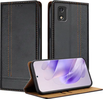 Produktbild von Handyhülle für itel A18 Leder Flip Klappbare Schutzhülle mit Standfunktion Schwarz