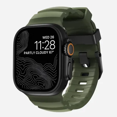 Produktbild von Nomad Rocky Point Band, Band, Smartwatch, Schwarz, Apple, Ultra / 46mm, Leder, Titan