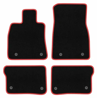 Produktbild von Velours-Fußmatten für Cadilac CT6 2016- – 4-tlg, Schwarz/Rot, passgenau – Wielganizator CARLUX