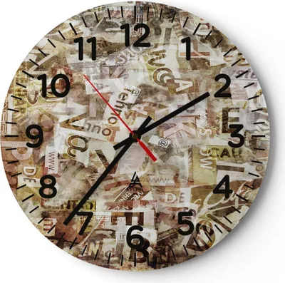 Produktbild von Wanduhr - Rund - Glasuhr - Graffiti modern - 30x30cm - Schleichendes Uhrwerk - Lautlos - zum Aufhängen bereit - Dekoration Modern - Wanddekoration aus Glas - C4AR30x30-3549