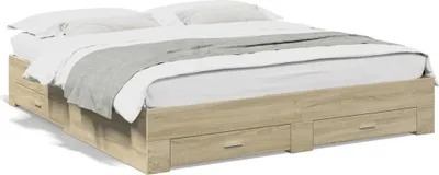 Produktbild von Design Bettgestell mit Schubladen Sonoma-Eiche 180x200cm Holzwerkstoff, Klassische Betten 2024 Neu