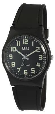 Produktbild von Q&Q Herren Armbanduhr VS42J002Y, 40 mm Gehäuse, Analog, 3 ATM Wasserdicht, Schwarz