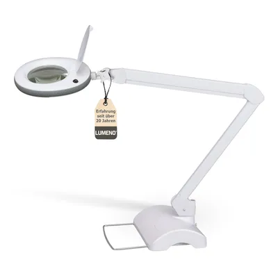 Produktbild von Lumeno 7213/15/18GR Lupenleuchte/Arbeitsplatzlampe 60 LEDs, farbiger Gummischutz Farbe: Grau, Größe: 8 mit Tischstativ