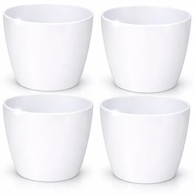 Obrázok produktu pre Omgoods – Súprava 4 bielych kvetináčov s priemerom 18 cm