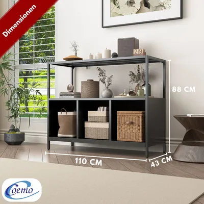 Produktbild von Coemo Sideboard Chicago aus Metall mit 5 Ablageflächen Schwarz