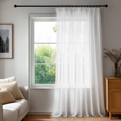 Transparente Vorhänge mit Faltenband, 200×245 cm, Weiß, 1 Paneel