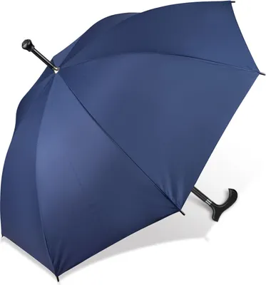 Produktbild von Regenschirm Stützschirm Gehhilfe Gehstock Fritzgriff Gummipuffer uni navy blau