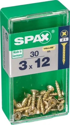 Immagine prodotto di Set di 30 viti in acciaio a testa svasata pozidriv SPAX, Diam.3 mm x L.12 mm