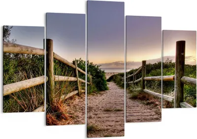Produktbild von Bild auf Leinwand - Leinwandbild - Pfad Landschaft Himmel - 150x100cm - Wand Bild - Wanddeko - Leinwanddruck - Bilder - Kunstdruck - Wanddekoration - Leinwand bilder - Wandkunst - EA150x100-0143