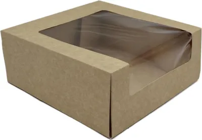 Produktbild von Tortenkarton, braun mit Sichtfenster 20x20x8cm