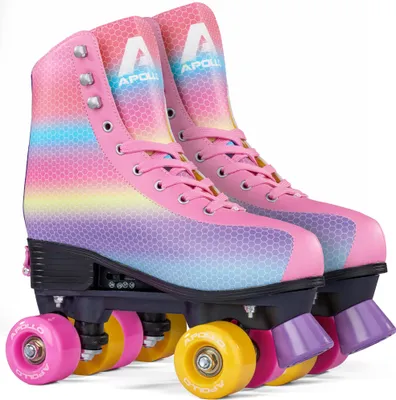 Immagine prodotto di Apollo Disco Roller - Pattini a rotelle per bambini, adolescenti ed adulti, Pattini a 4 ruote, regolabili, Dancing Queen Rainbow, M (35-38)
