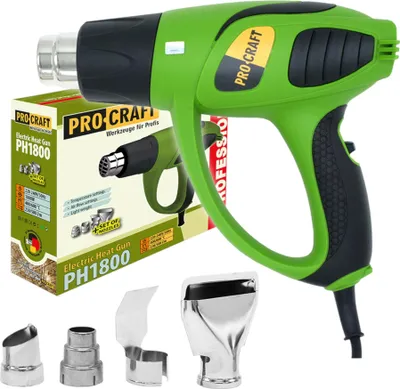 Immagine prodotto di Pistola ad aria calda Procraft PH1800 1800 Watt 400 - 600 °C + 4 ugelli