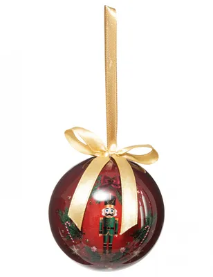 Produktbild von Nussknacker-Christbaumkugel Weihnachts-Hängedeko rot-grün-goldfarben 7,5 cm -