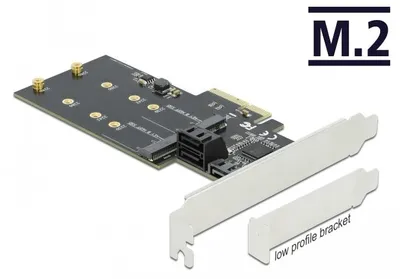 Produktbild von DeLOCK 3 Port SATA und 2 Slot M.2 Key B PCI Express x4 Karte - Low Profile Formfaktor, PCIe, M.2, SATA, 6 Gbit/s, SATA