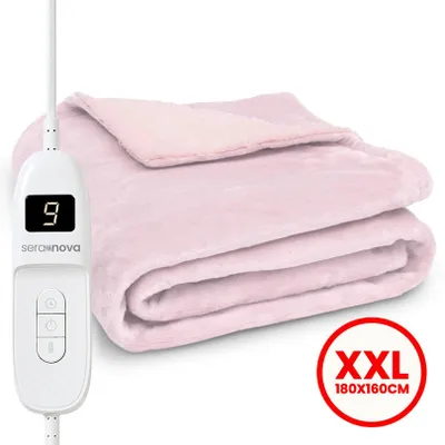 Produktbild von Seranova XXL Elektrische Heizdecke - 180x160cm - 9 Wärmestufen - Abschaltautomatik - waschbar - Kuschelige Wärmedecke - Rosa
