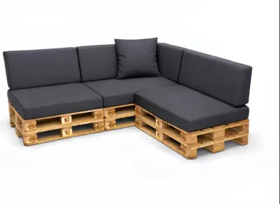 Produktbild von Setgarden Large Palettenkissen 8er Set Outdoor 120x60x10cm Sitzkissen + Rückenkissen 120x40x10cm 1tlg Anthrazit