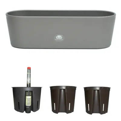 Produktbild von Set5 Kunststoff Flori Pflanzschale dunkelsilber für Hydrokultur L 26.5cm B 10.0cm H 08.0cm