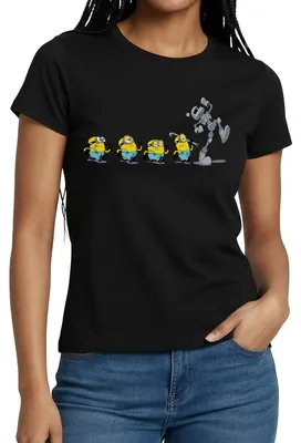 Produktbild von Spreadshirt Minions Marsch Mit Roboter Frauen T-Shirt, L, Schwarz