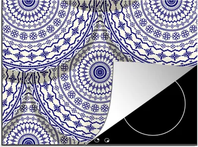 Produktbild von KitchenYeah© Herdabdeckplatte Design - Delfter Blau - Muster , 71x52cm, Küche Deko, Glaskeramikkochfeld Herdabdeckung, Abdeckplatte fùr Kochfeld