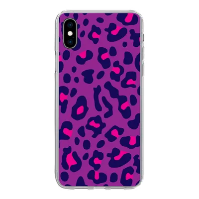 Produktbild von MuchoWow® Handyhülle Schutzhülle Hülle für iPhone Xs Pantherdruck - Lila - Rosa Silikon Softcase Handy Hülle - Handytasche