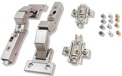 Scharnier-Set Soft-Close, 2 Stück, ohne Topfbohrung, Kreuzmontageplatte