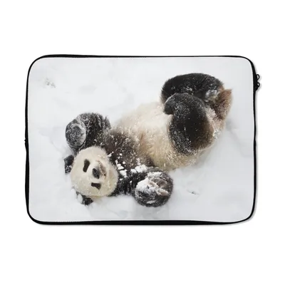 Produktbild von MuchoWow® Laptop Hülle 14 ZollPanda - Schnee - Baby Laptoptasche - Laptoptasche - Stoßsicher - Schutzhaube