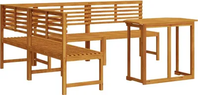 Immagine prodotto di Set Panchina da Giardino 4 pcs Marrone Legno di Acacia Massello