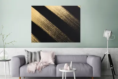 Produktbild von Poster - Gouden verfstrepen op een zwarte achtergrond - 120x90 cm