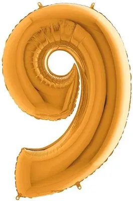 Zdjęcie produktu dla Balon Foliowy Cyfra 9 Złota, 66 cm Grabo
