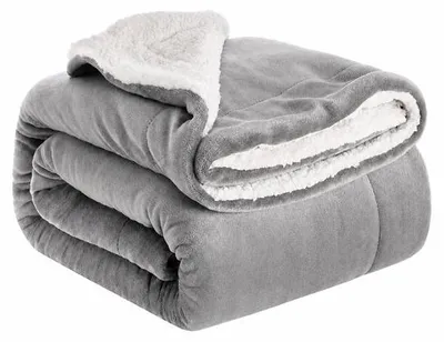Productafbeelding van Unyqoos® Ceruzo Sherpa-fleece deken, 150x200 cm, lichtgrijs – zachte deken van 100% polyester, heerlijk comfortabele woondeken, wasbaar op 30°C