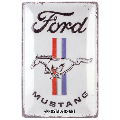 Productafbeelding van Nostalgic-Art - Metalen bord 20 x 30 cm - Ford - Ford Mustang, logo met paard en strepen