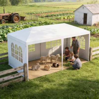 Produktbild von Pavillon Partyzelt 3x6 m Wasserdicht Festzelt Gartenzelt UV Schutz mit 6 Seitenwänden Weiß