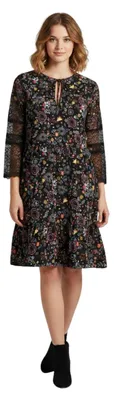 Produktbild von Damen Trussardi Jeans Fluid Conutry Print Lihgt Crepe Schwarz Spitzenkleid M