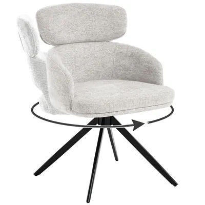 Produktbild von BEAUTYSOFA | Drehstuhl TUSO Creme Raven-Stoff, 360° drehbarer Polsterstuhl mit Armlehnen, Esszimmerstuhl, Küchenstuhl mit schwarzen Metallbeinen