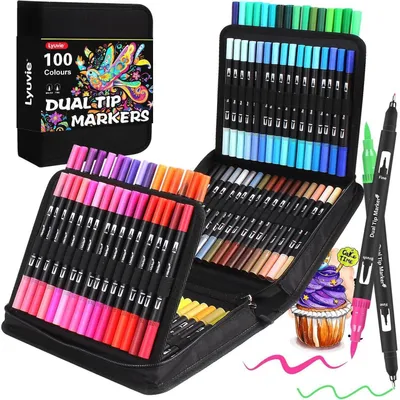 Produktbild von 100 Farben Brush Pen Set, Pinselstifte Aquarell Filzstifte für Erwachsene, Künstler, Anfänger, Malen, Zeichnen, Kalligrafie