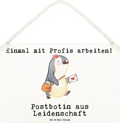 Produktbild von Mr. & Mrs. Panda Holzschild Postbotin Leidenschaft DIN A6 - Weiß - Geschenk, Briefträgerin, Türschild, holzbild, Postlerin, Briefzustellerin, Wandbild Holz, Deko, Schild