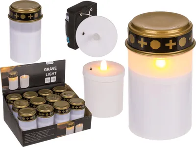 Zdjęcie produktu dla Lampka nagrobna z diodą LED, 12,5 x 7 cm, biała