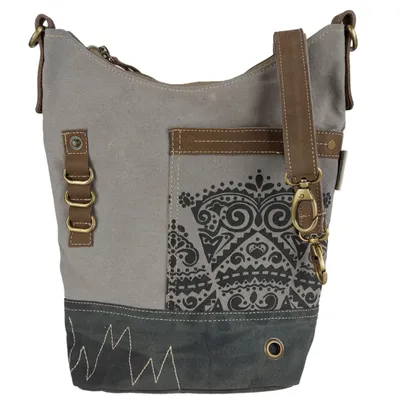 Produktbild von Damen Tasche Umhängetasche, Handtasche aus Canvas & Leder. Nachhaltige Produkte, Groß Vintage, Schultertasche, Segeltuch Crossbody