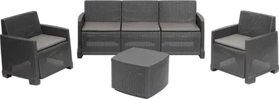 Immagine prodotto di Dmora set Salotto da Esterno Akay Nero Antracite, 5 Posti Impermeabile, Idrorepellente, Lavabile  Italy