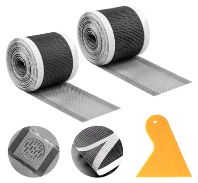 Produktbild von Einweg-Haarfänger 7cm x 10m, Haarsieb für Duschrinne, selbstklebender Abflussfilter, rechteckiges Spülsieb mit Plastikspachtel