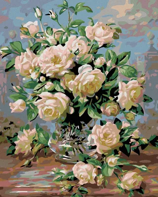 Produktbild von Diamondi - Diamond painting - WEIßE ROSEN, 40X50 cm, mit Keilrahmen (bereits gespannt)
