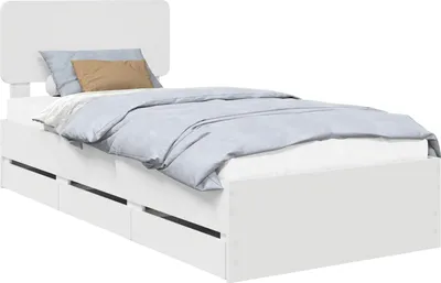 Obrázok produktu pre Rám postele so zásuvkou Biely 75 x 190 cm Konštruované drevo
