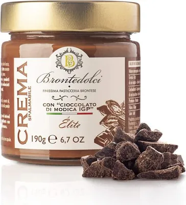 Produktbild von 12x Brontedolci Crema Spalmabile con Cioccolato di Modica IGP Schokoladenaufstrich Schokolade 190g in Glas Italienisches Produkt aus Sizilien