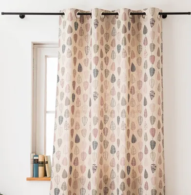 Produktbild von Vorhang Scandi Retro Leaves natur rosa 245cm von SCHÖNER LEBEN. Aufhängung Ösen